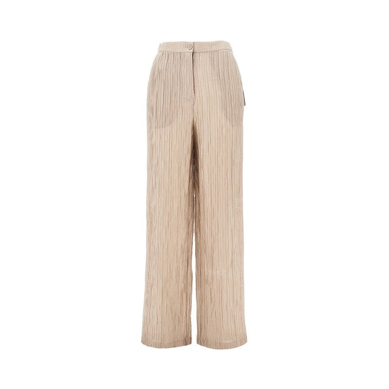 Emporio Armani Emporio Armani Textured Lurex Taffetà Pants Beige - World Class Fashion