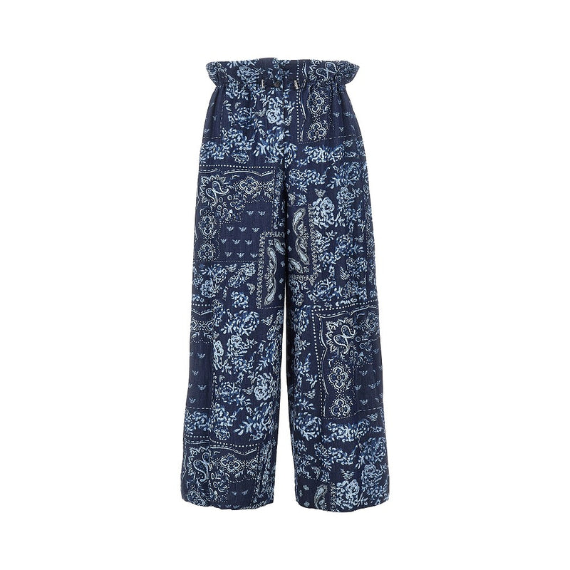 Emporio Armani Emporio Armani Bandana Print Chambray Pants Blue - World Class Fashion