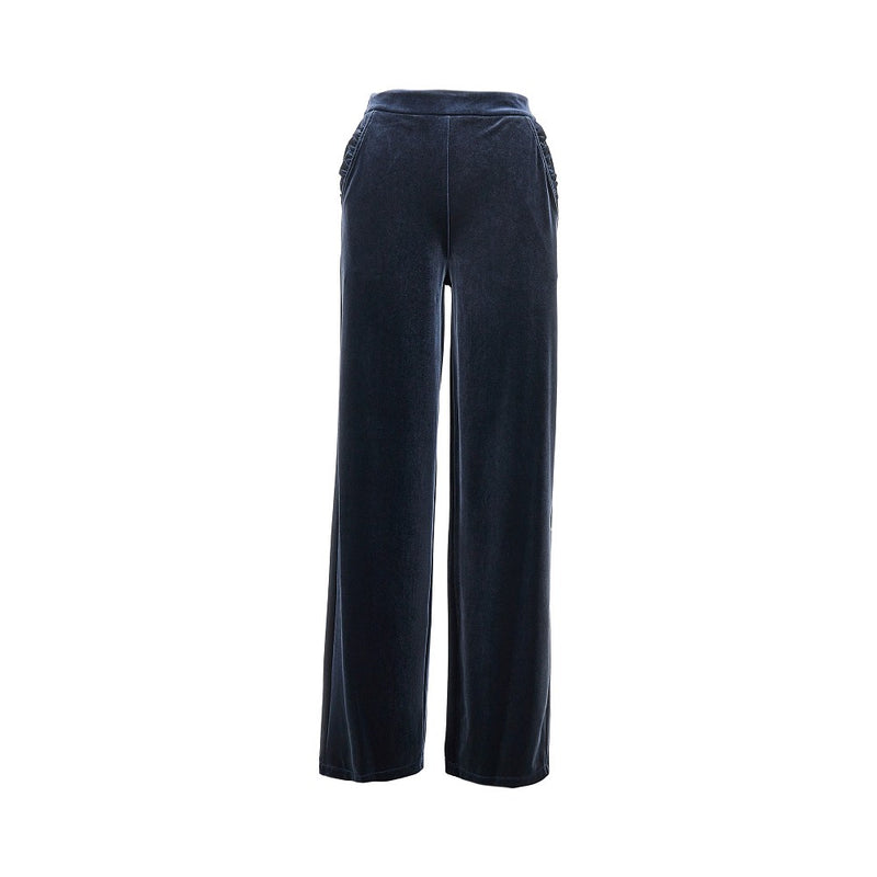 Emporio Armani Emporio Armani Wide Leg Chenille Pants Blue - World Class Fashion
