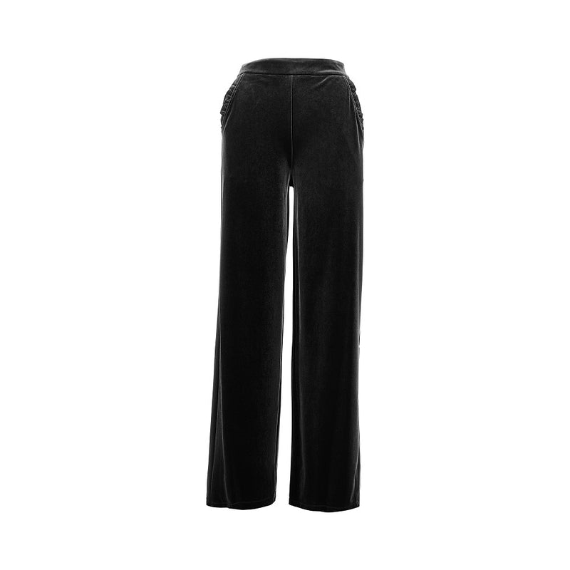 Emporio Armani Emporio Armani Wide Leg Chenille Pants Black - World Class Fashion