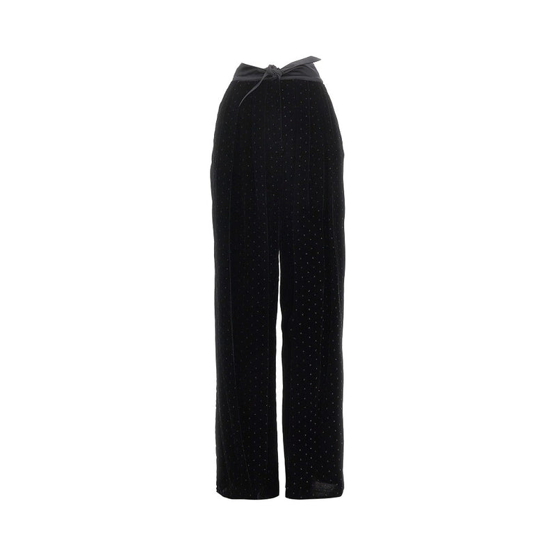 Emporio Armani Emporio Armani Lurex Polka-dot Velvet Pants Black - World Class Fashion