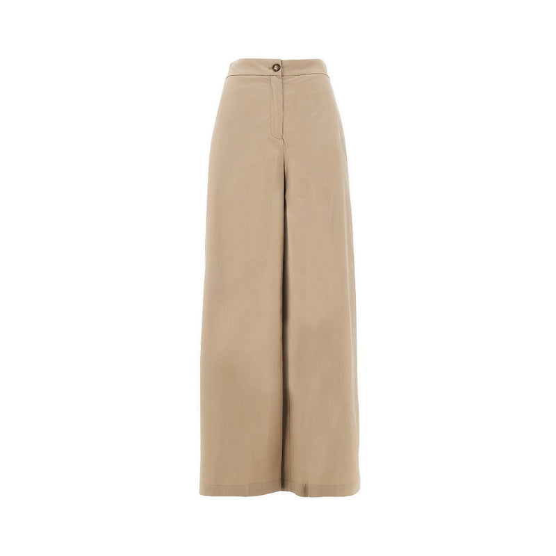 Emporio Armani Emporio Armani Stretch Poplin Wide Leg Pants Beige - World Class Fashion