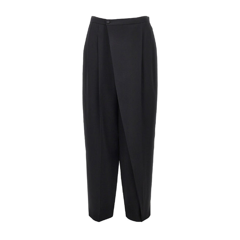 Alberta Ferretti Alberta Ferretti Wrap-over Satin Pants Black - World Class Fashion