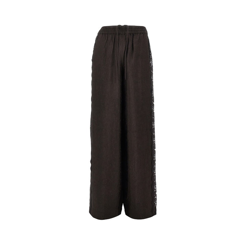 Pinko Pinko Jacquard Pants with Lace Bands Brown Women - World Class Fashion
