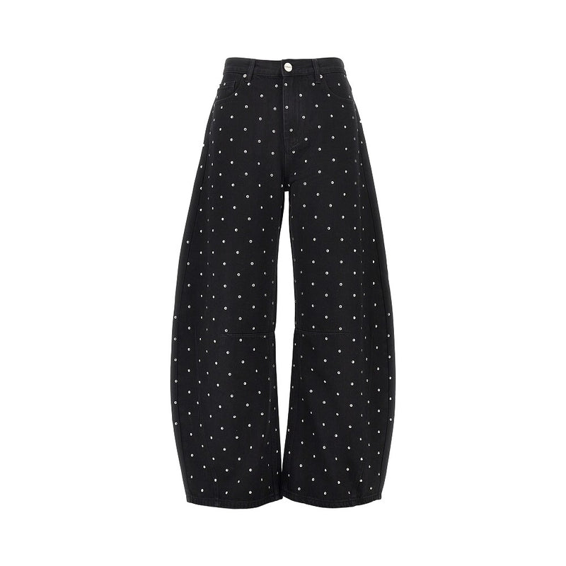 Pinko Pinko Studded Barrel Fit Jeans Black Women - World Class Fashion