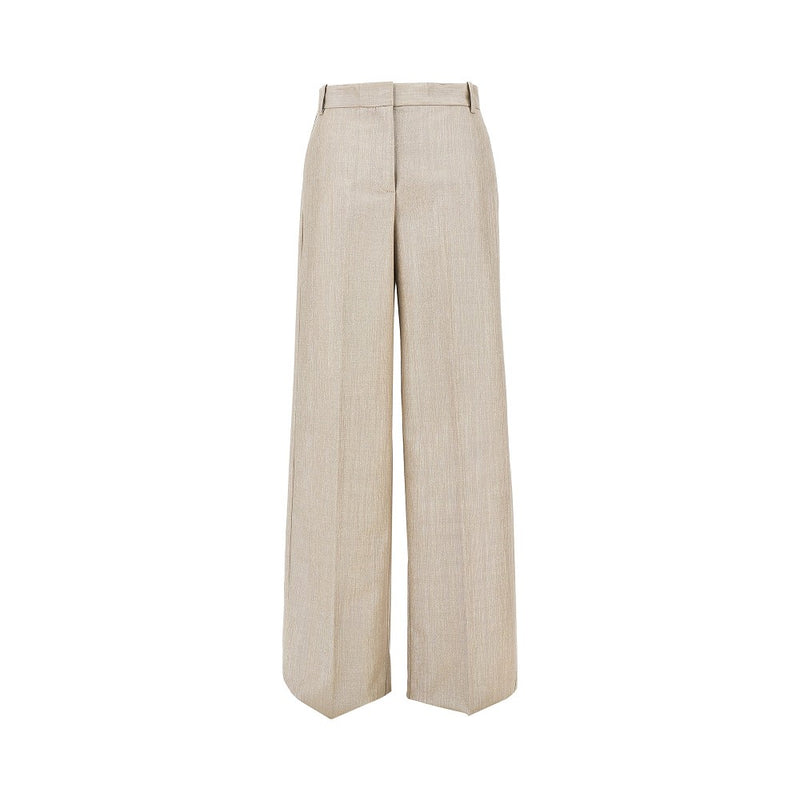 Pinko Pinko Lurex Viscose Wool-blend Pants Beige Women - World Class Fashion
