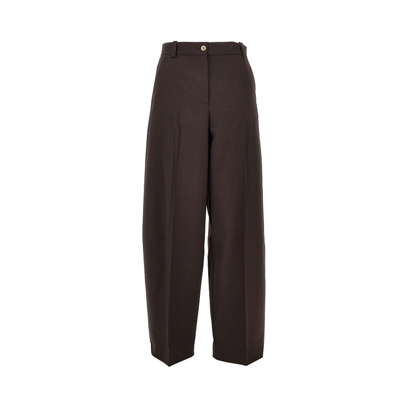 Pinko Pinko Wool-blend Barrel Leg Pants Brown - World Class Fashion