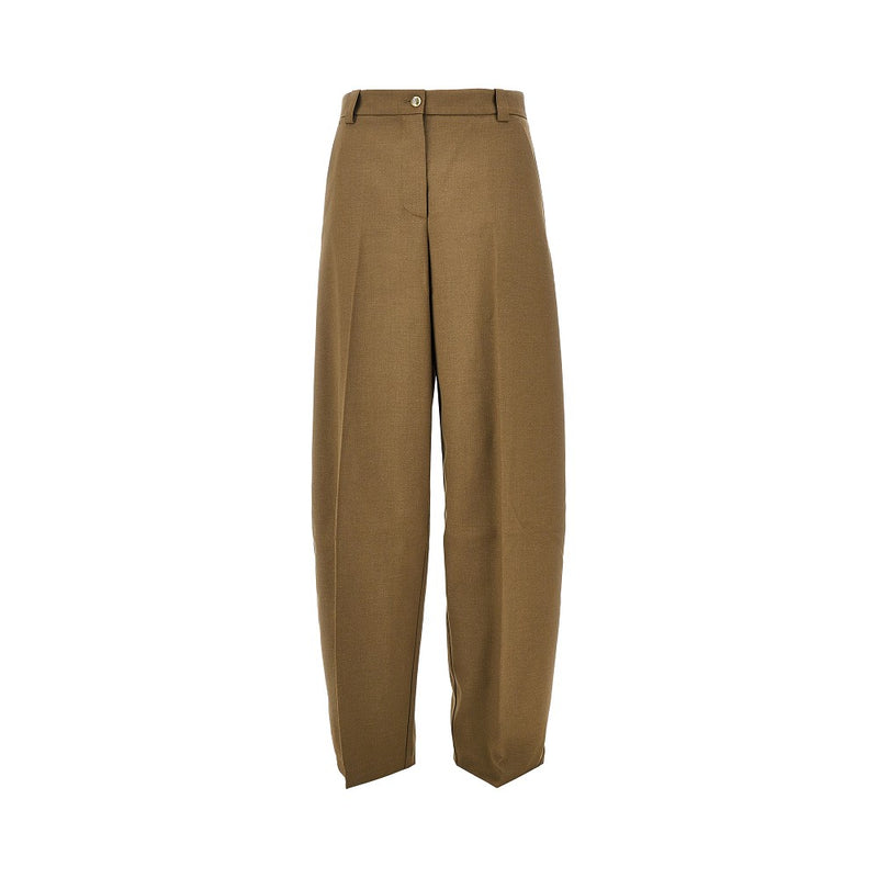 Pinko Pinko Wool-blend Barrel Leg Pants Khaki - World Class Fashion