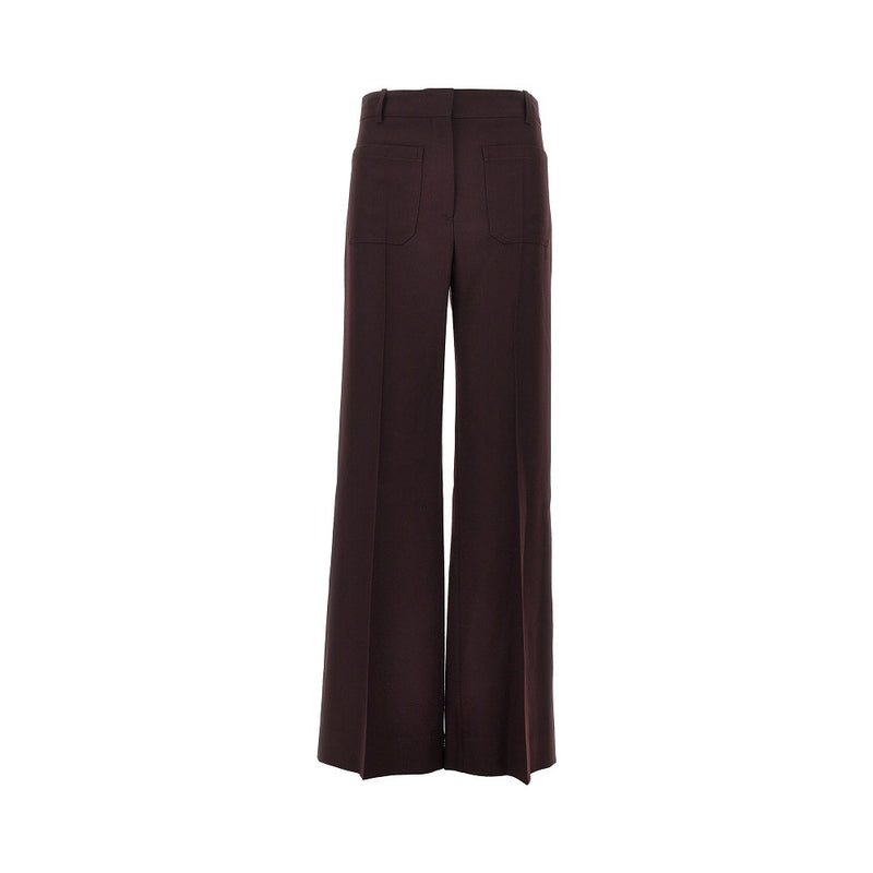 Victoria Beckham Victoria Beckham Alina Wool Flannel Pants Red - World Class Fashion