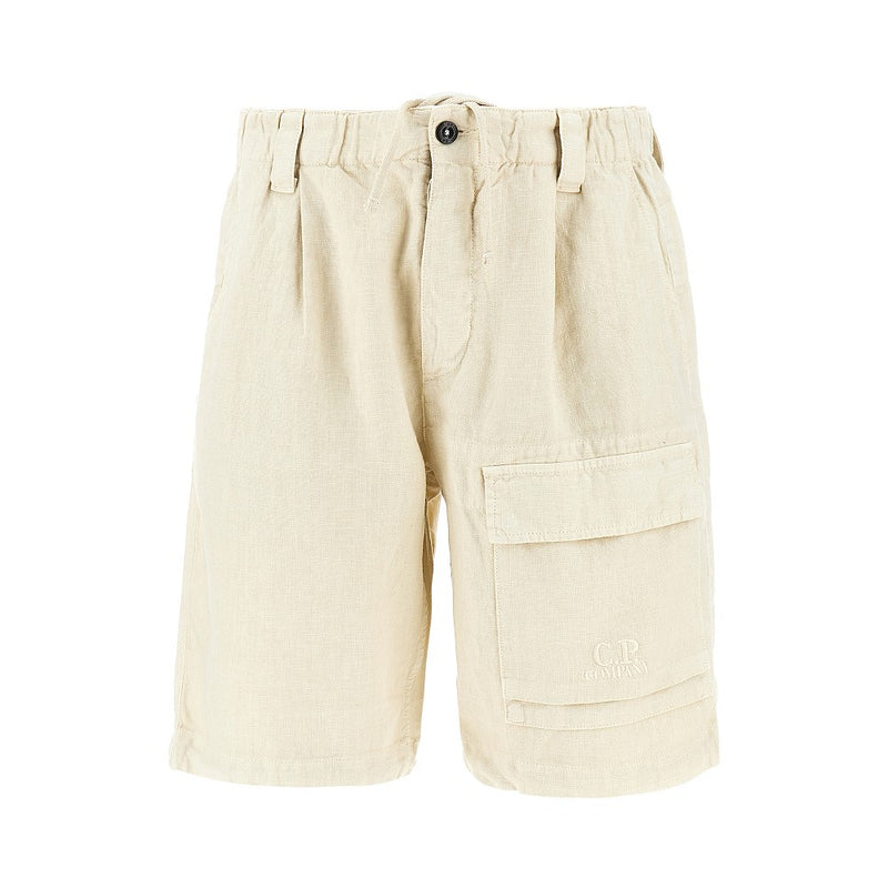 Cp Company Cp Company Linen Cargo Shorts Beige - World Class Fashion