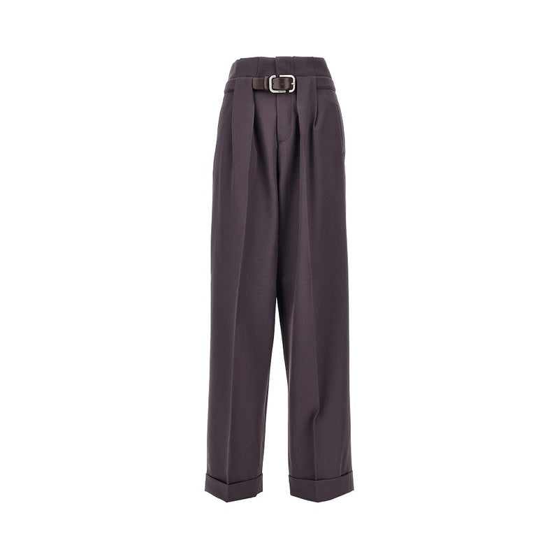 The Attico The Attico Gabardine Pants with Belt Purple - World Class Fashion