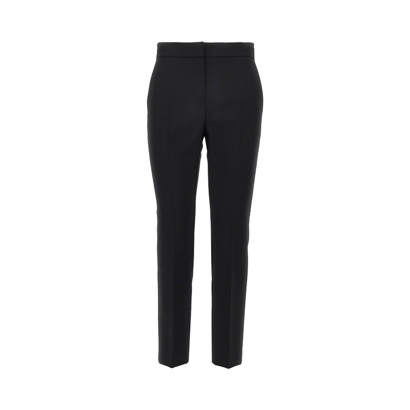 Max Mara Max Mara Stretch Wool Canvas Cropped Pants Black - World Class Fashion