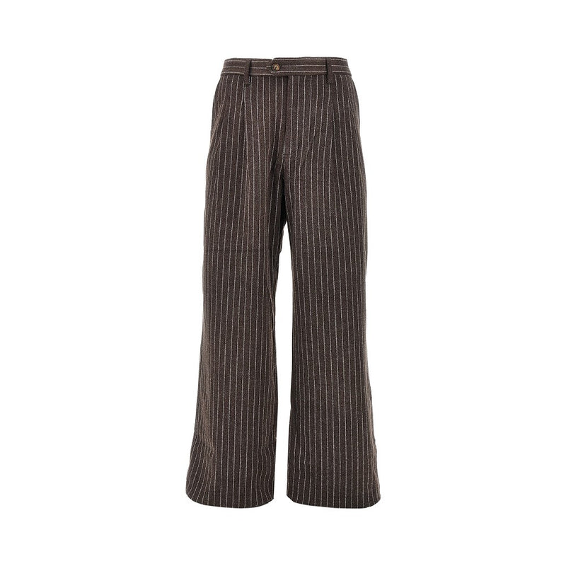 Prohibited Prohibited Revival Pinstriped Pleated Pants Brown - World Class Fashion