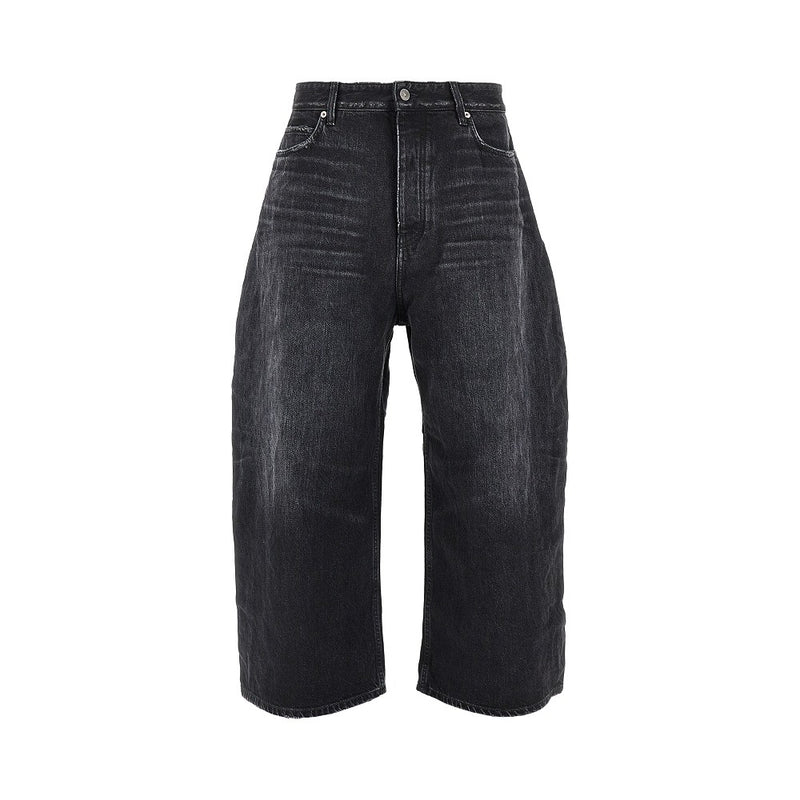 Balenciaga Balenciaga Curved Wide Leg Jeans Black - World Class Fashion