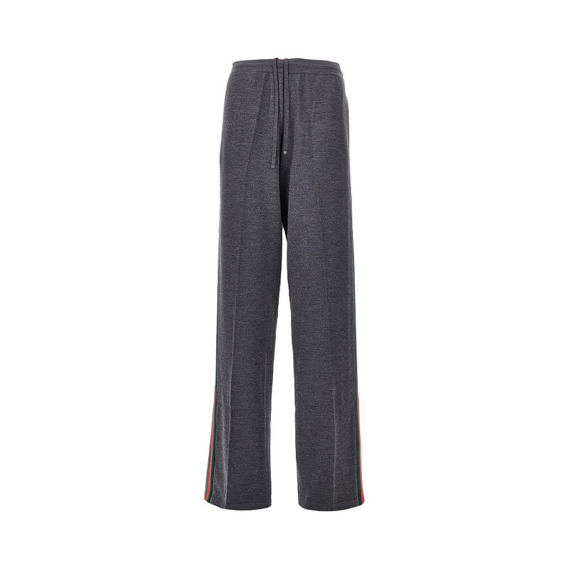 Gucci Gucci Knitted Pants with Web Bands Grey - World Class Fashion