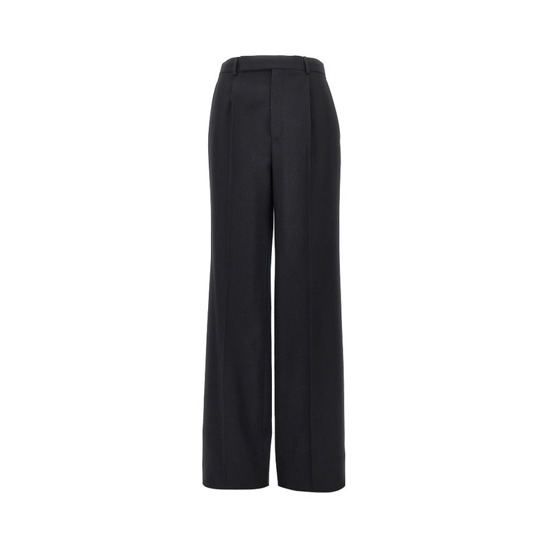 Saint Laurent Saint Laurent Grain De Poudre Wool Pants Black Women - World Class Fashion