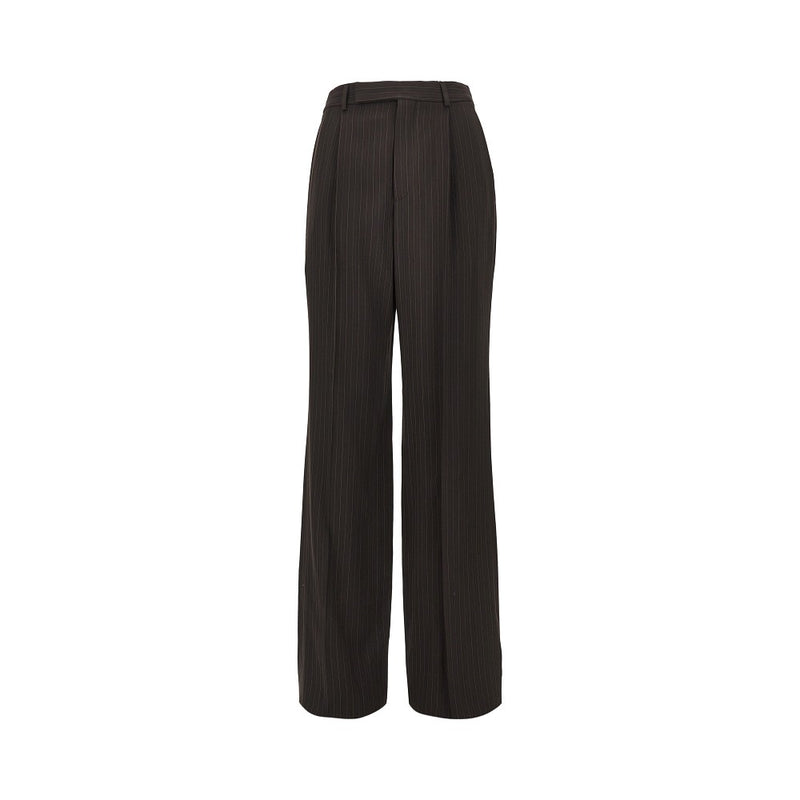 Saint Laurent Saint Laurent Pinstriped Crepe Pants Brown Women - World Class Fashion