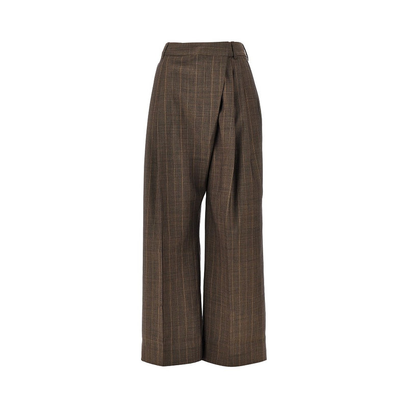 Ganni Ganni Wool Pants Pinstriped Brown Women - World Class Fashion