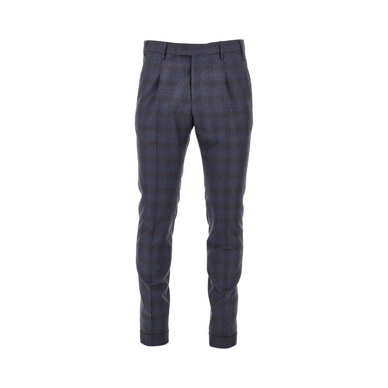 PT Torino PT Torino Check Wool Master Fit Pants Blue - World Class Fashion