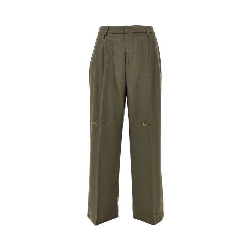 Thestroy Thestroy Distressed Twill Pants Green Men - World Class Fashion