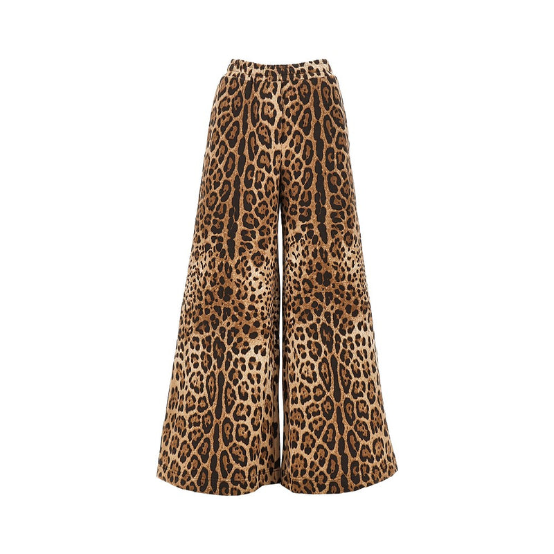 Dolce&gabbana Dolce&Gabbana Leopard-Print Wide-Leg Pants Brown - World Class Fashion