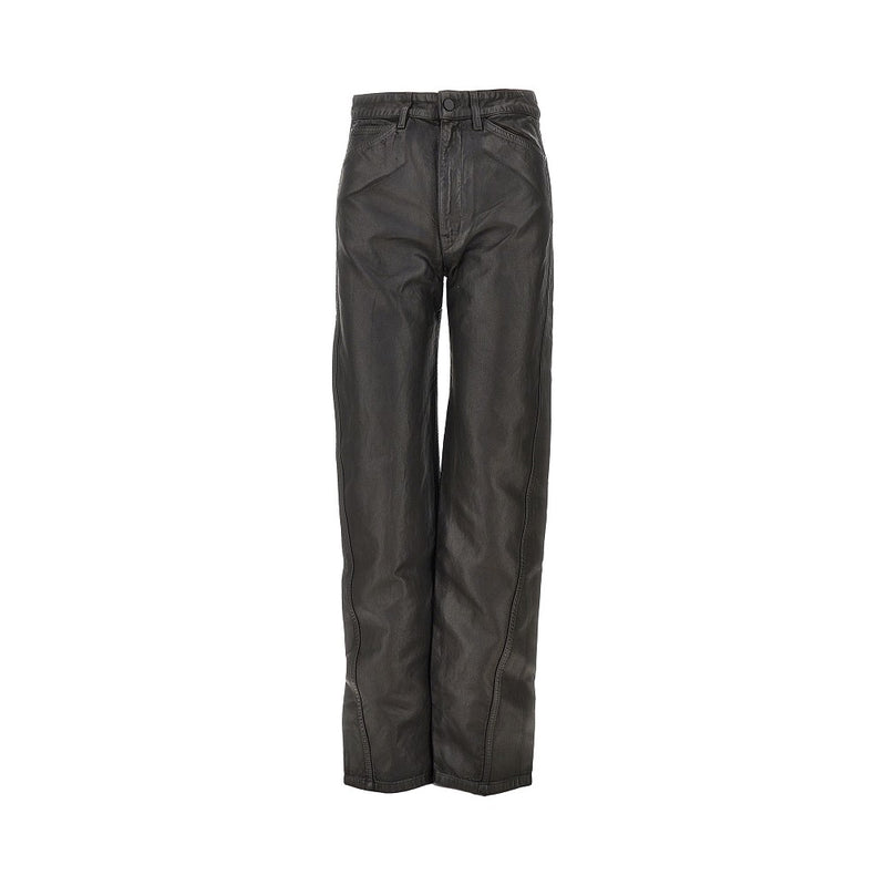 Lemaire Lemaire Coated Denim Twisted Pants Brown - World Class Fashion
