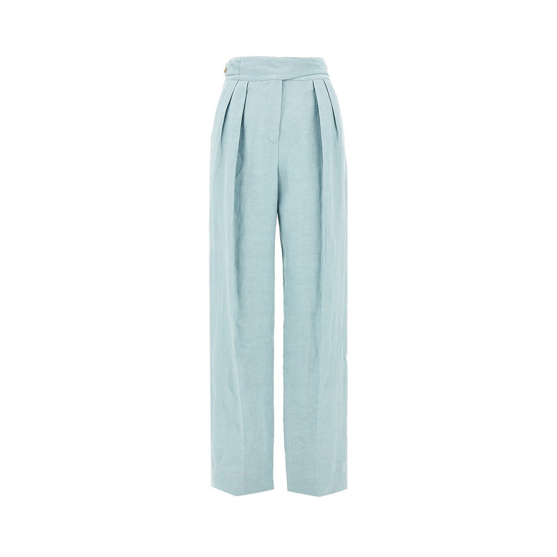Blaze Blaze 'Tomo' Silk and Linen Pants Blue - World Class Fashion