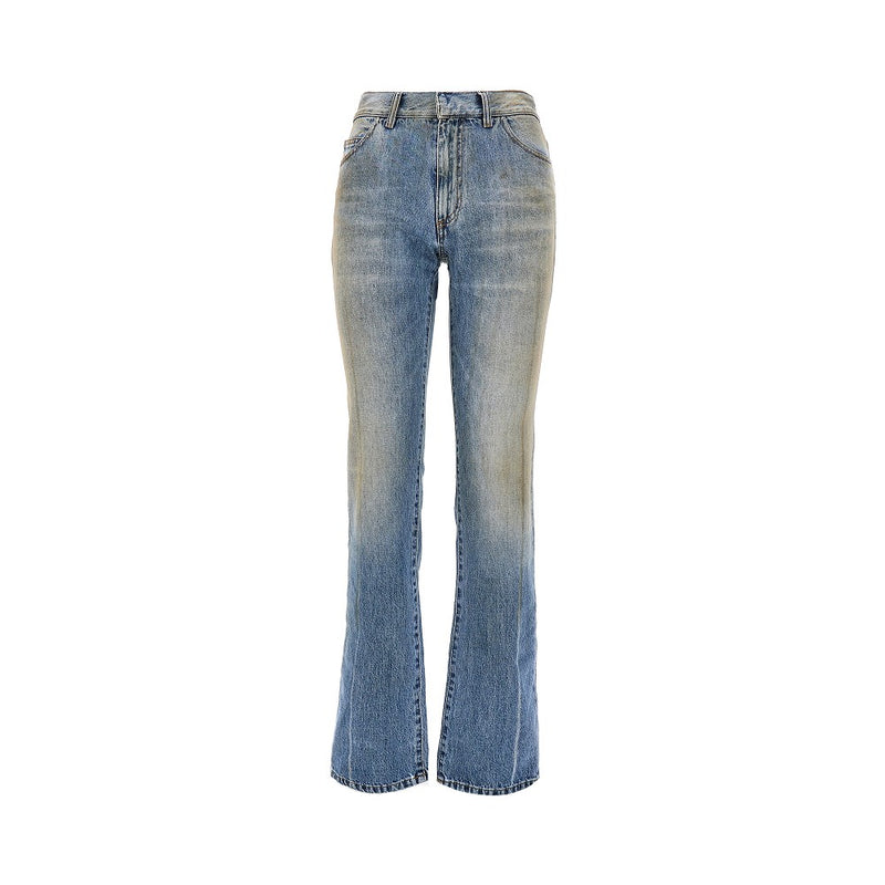 Mm6 Mm6 Used-effect Straight Leg Jeans Blue Women - World Class Fashion