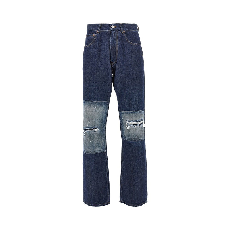 Mm6 Mm6 Distressed Straight Leg Jeans Blue Men - World Class Fashion