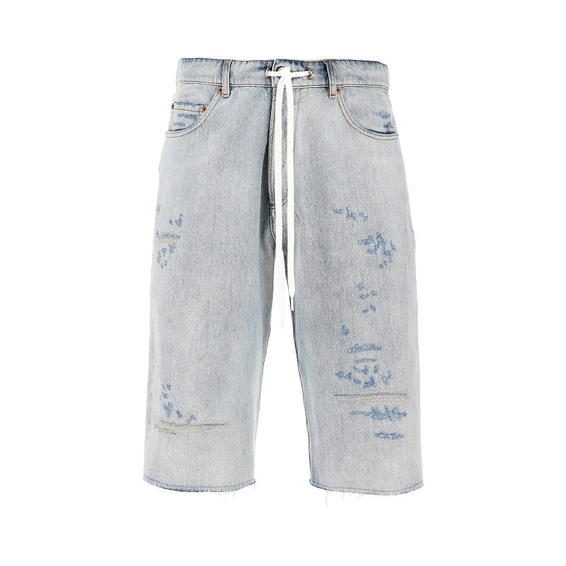 Mm6 Mm6 Distressed Denim Shorts Blue Men - World Class Fashion