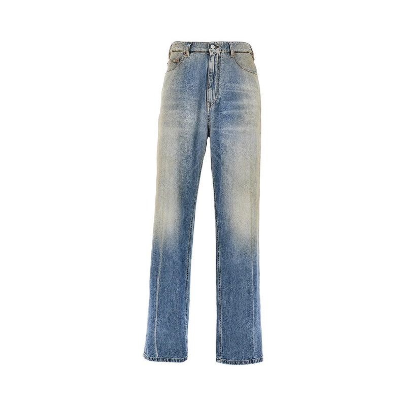Mm6 Mm6 Used Effect Relaxed Fit Jeans Blue Men - World Class Fashion