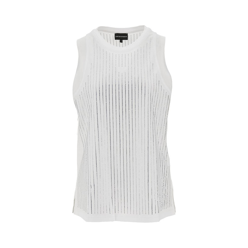 Emporio Armani Emporio Armani Strass-embellished Jersey Top White - World Class Fashion
