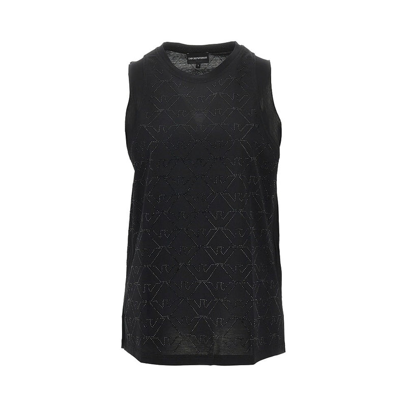Emporio Armani Emporio Armani Jersey Top with Strass Eagle Black - World Class Fashion