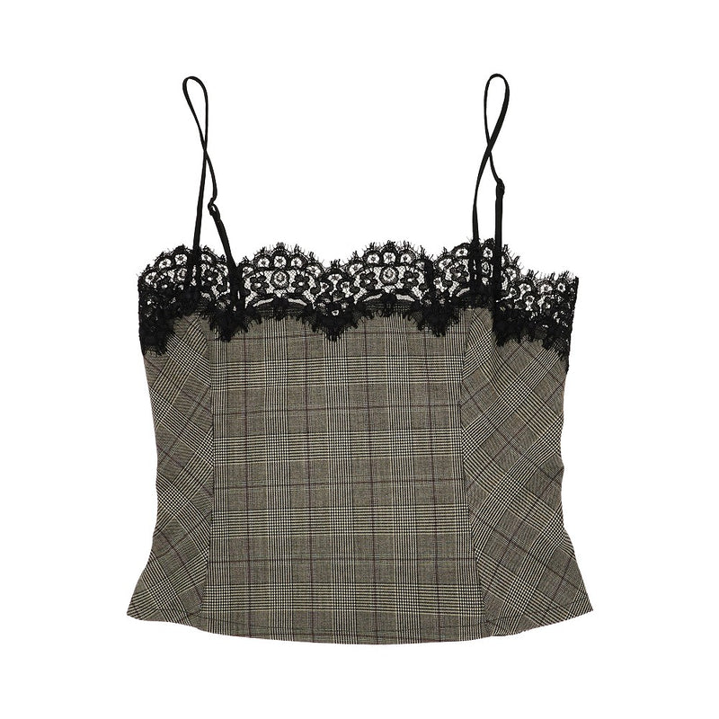 Pinko Pinko Prince Of Wales Lace Trim Top Multicolor - World Class Fashion