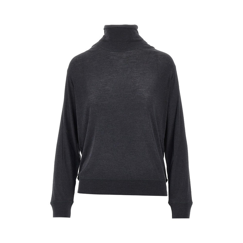 Khaite Khaite Wool and Silk Jersey Mock-neck Top Black - World Class Fashion