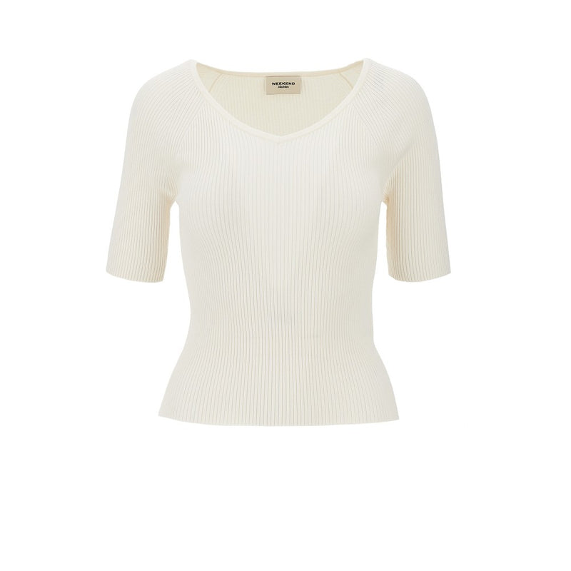 Max Mara Weekend Max Mara Weekend Viscose-blend Knitted Top White - World Class Fashion