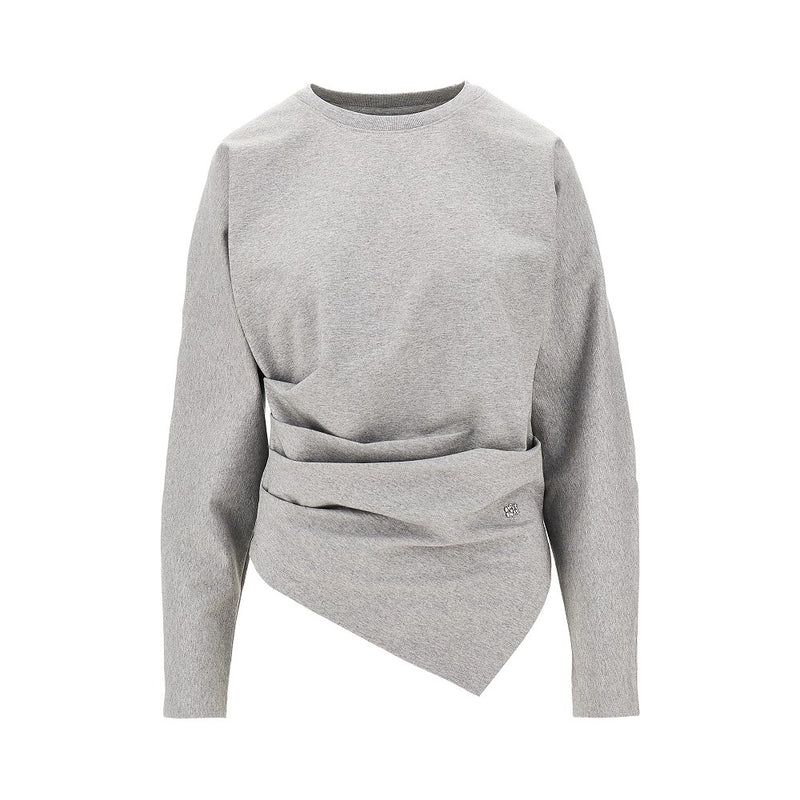 Ganni Ganni Draped Stretch Jersey T-shirt Grey Women - World Class Fashion