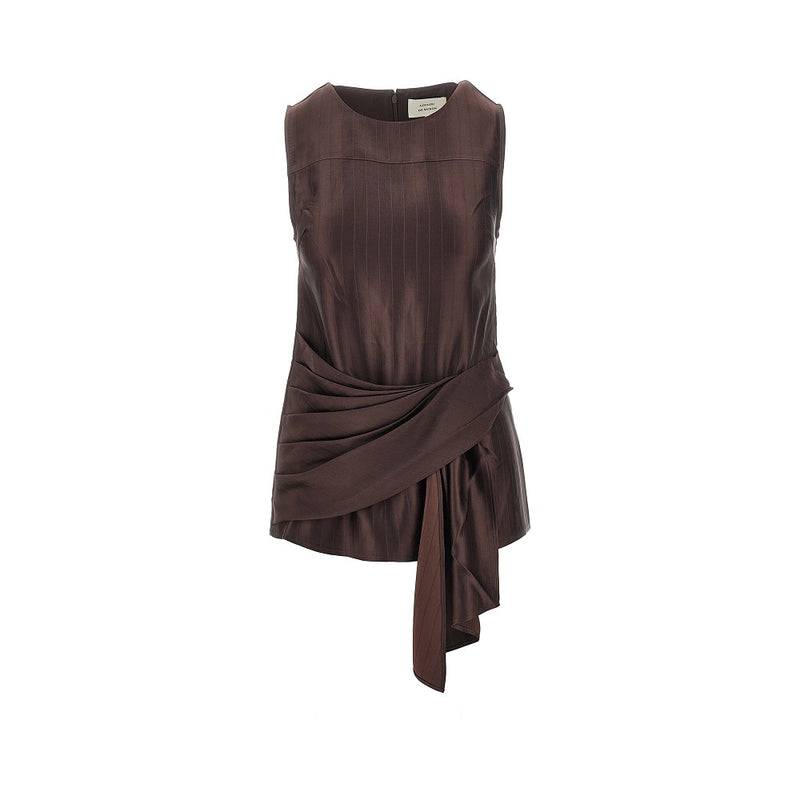 Loulou De Saison Loulou De Saison Fonda Silk-blend Top Brown - World Class Fashion