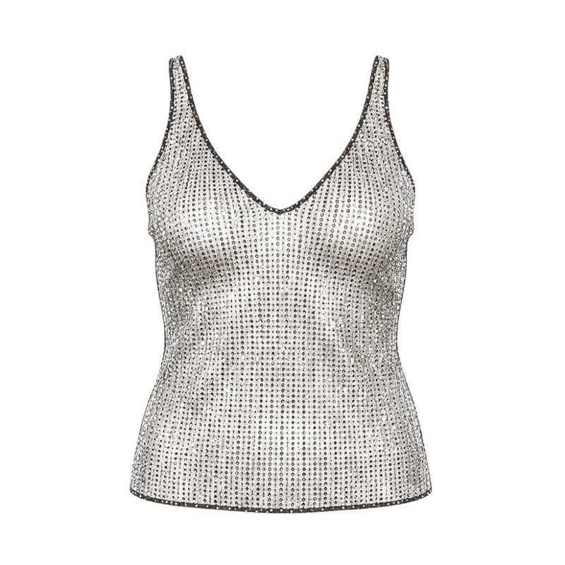 Venuja Venuja Crystal Mesh Top Grey Women - World Class Fashion