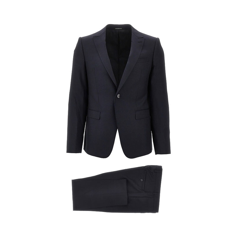 Emporio Armani Emporio Armani Jacquard Wool Silk Suit Blue Men - World Class Fashion