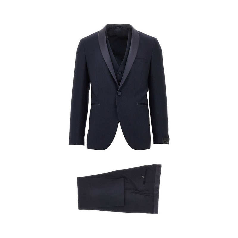 Tagliatore Tagliatore Super 120's Wool Tuxedo Suit Blue - World Class Fashion