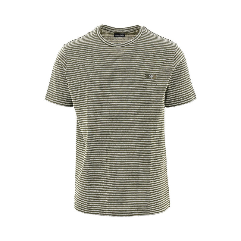 Emporio Armani Emporio Armani Striped Cotton T-Shirt Green Men - World Class Fashion