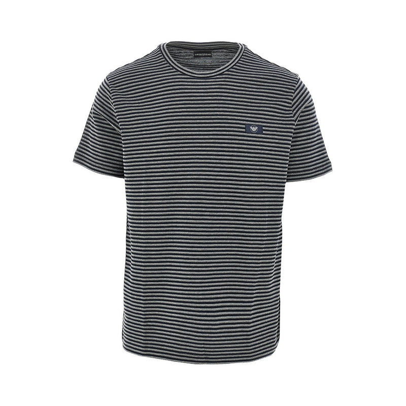 Emporio Armani Emporio Armani Striped Cotton T-Shirt Blue Men - World Class Fashion