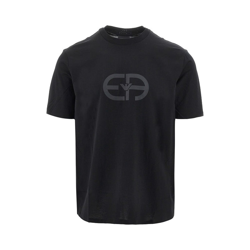 Emporio Armani Emporio Armani Logo Print Lyocell-blend T-shirt Black - World Class Fashion