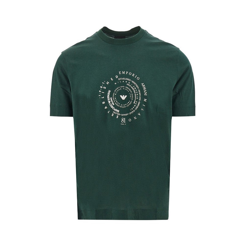 Emporio Armani Emporio Armani Round Logo Print T-shirt Green - World Class Fashion