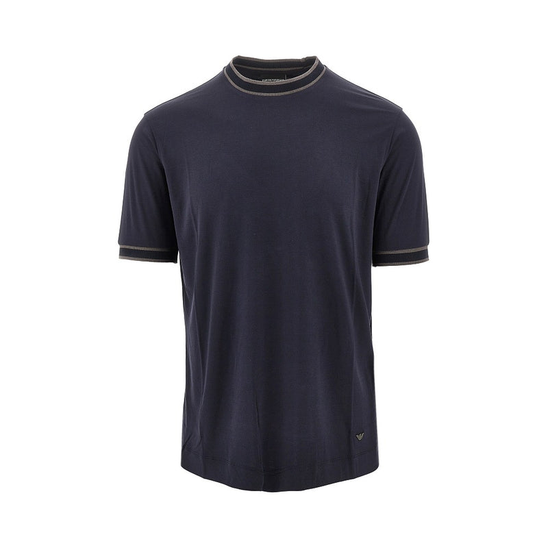 Emporio Armani Emporio Armani Silk-blend Jersey T-shirt Blue - World Class Fashion