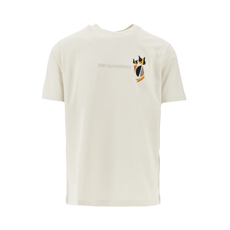 Emporio Armani Emporio Armani Cats Embroidery T-shirt Beige - World Class Fashion