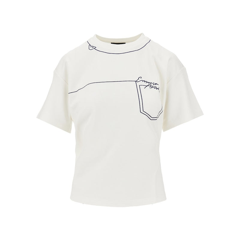 Emporio Armani Emporio Armani Embroidered Jersey T-shirt White Women - World Class Fashion