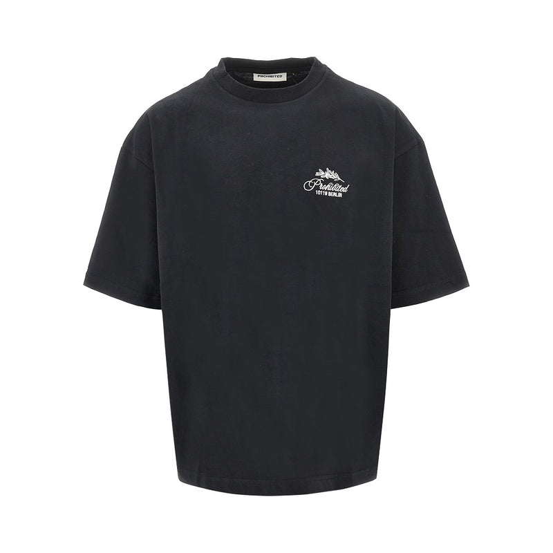Prohibited Prohibited PB Leaf Embroidered T-shirt Black - World Class Fashion