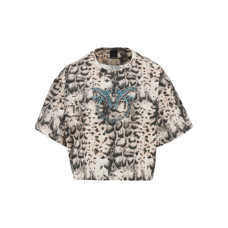 Pinko Pinko Animalier Print Cropped T-shirt Multicolor - World Class Fashion